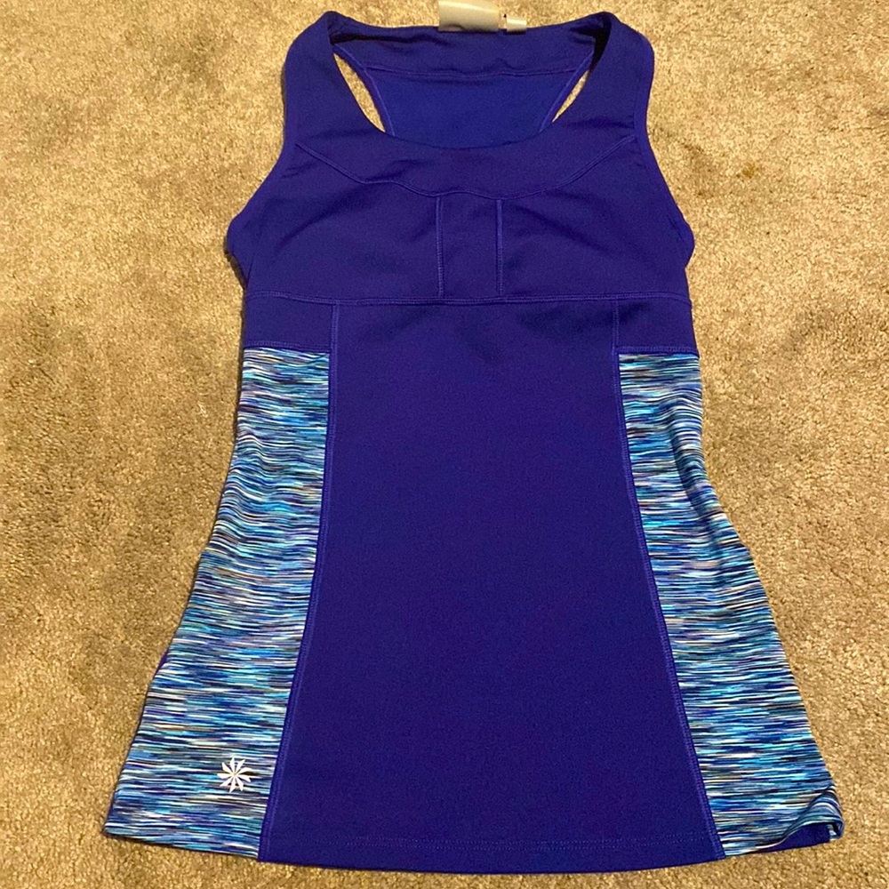 Athleta blue tank top with built in bra